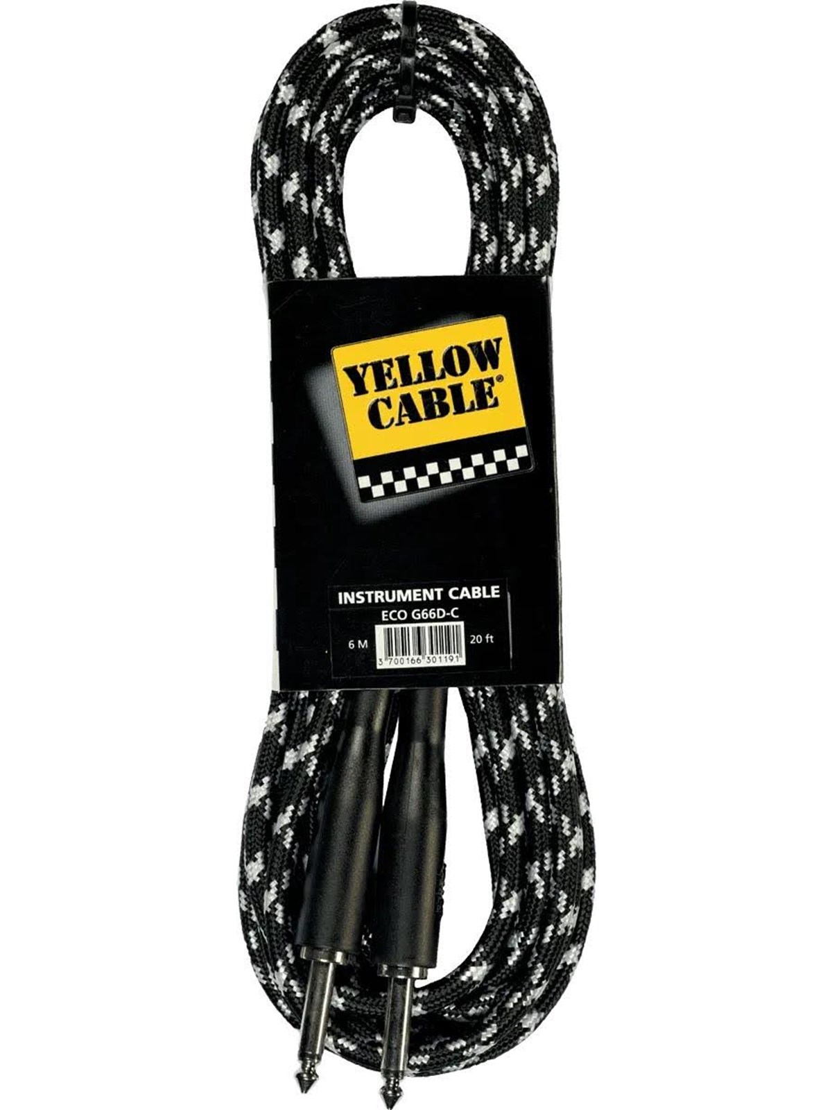 Yellow Cable G66DG - 1/4" støbt Jack/Jack Tweed Black-kabel 6 meter, Audiokabel