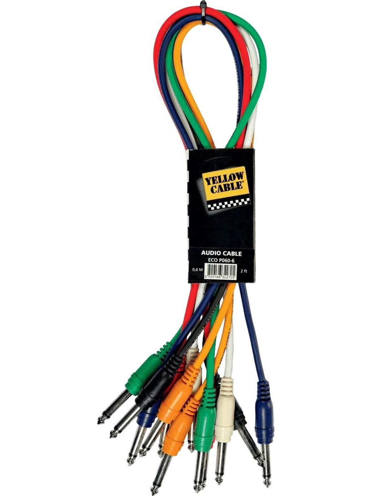 Yellow Cable P060-6 - 6 x 1/4" Jack/Jack patchkabel 60cm., Audiokabel