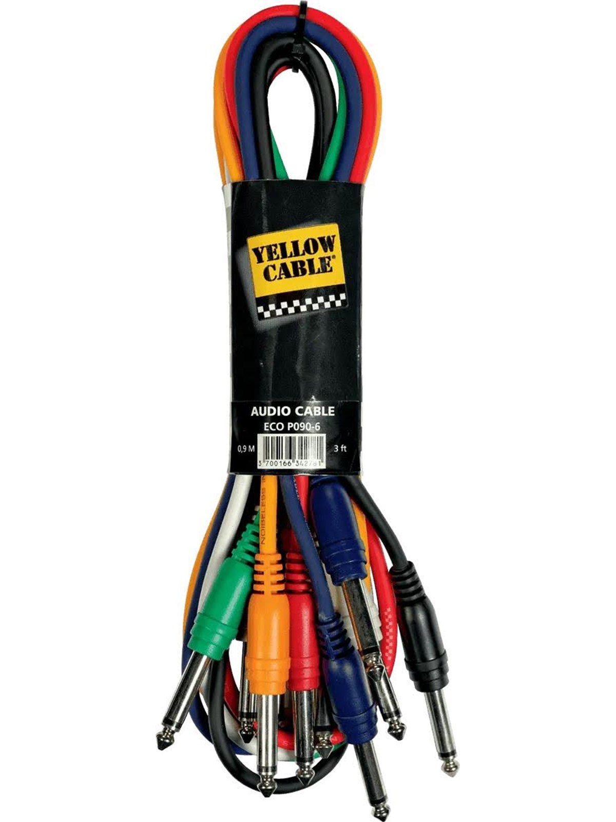 Yellow Cable P090-6 - 6 x 1/4" Jack/Jack patchkabel 90cm., Audiokabel