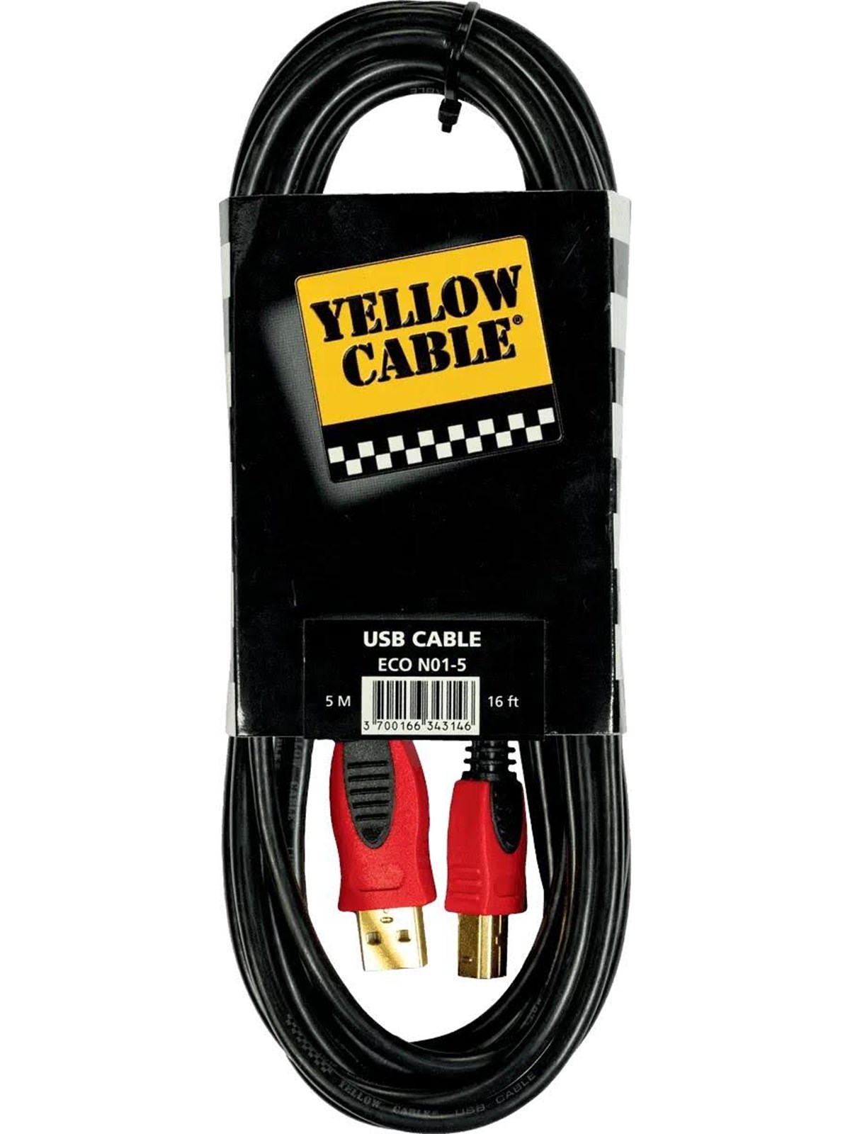 Yellow Cable N01-5 - USB a/b kabel 5m., Audiokabel