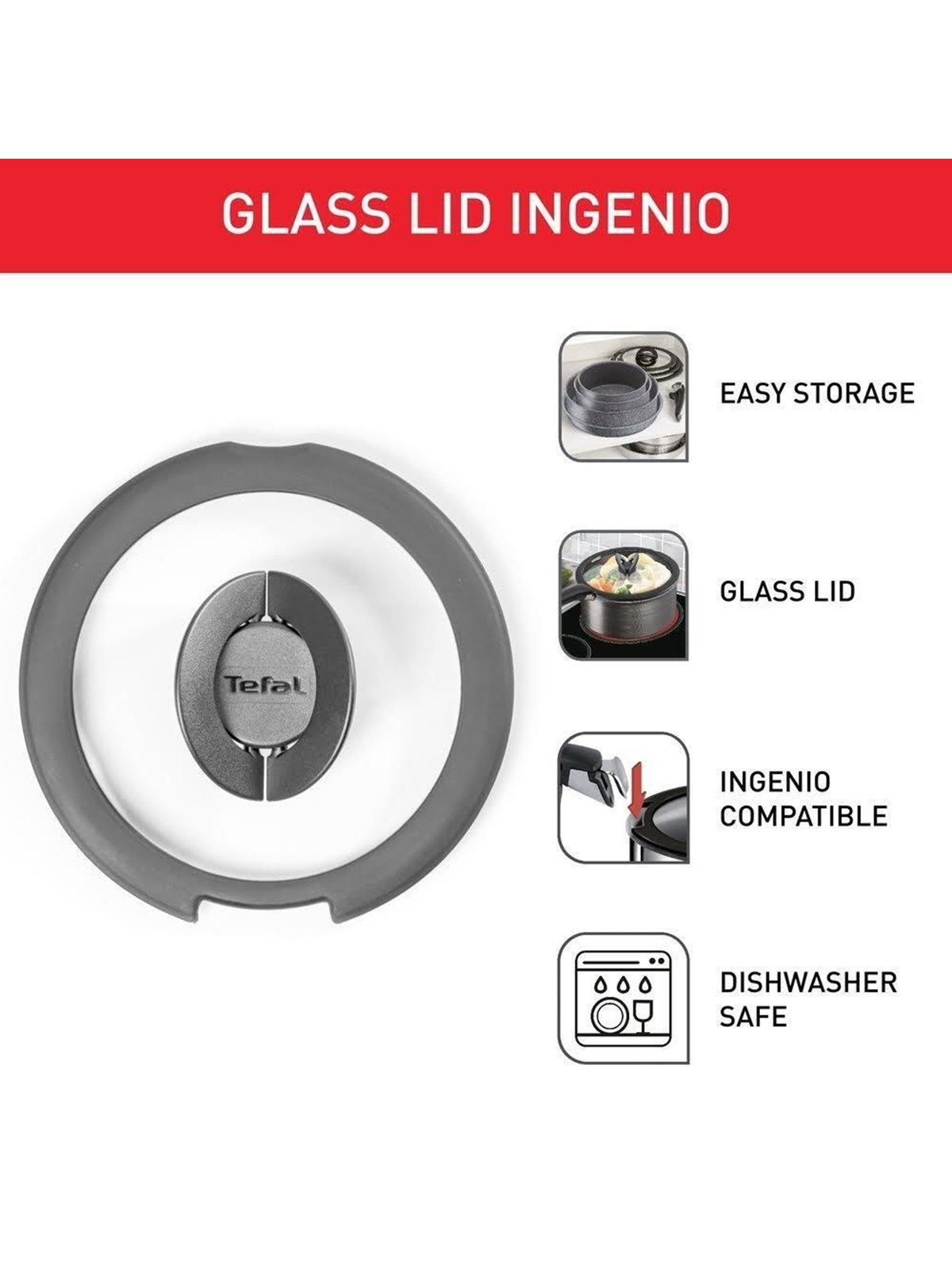 Tefal Ingenio glass lid 20 cm, Pande
