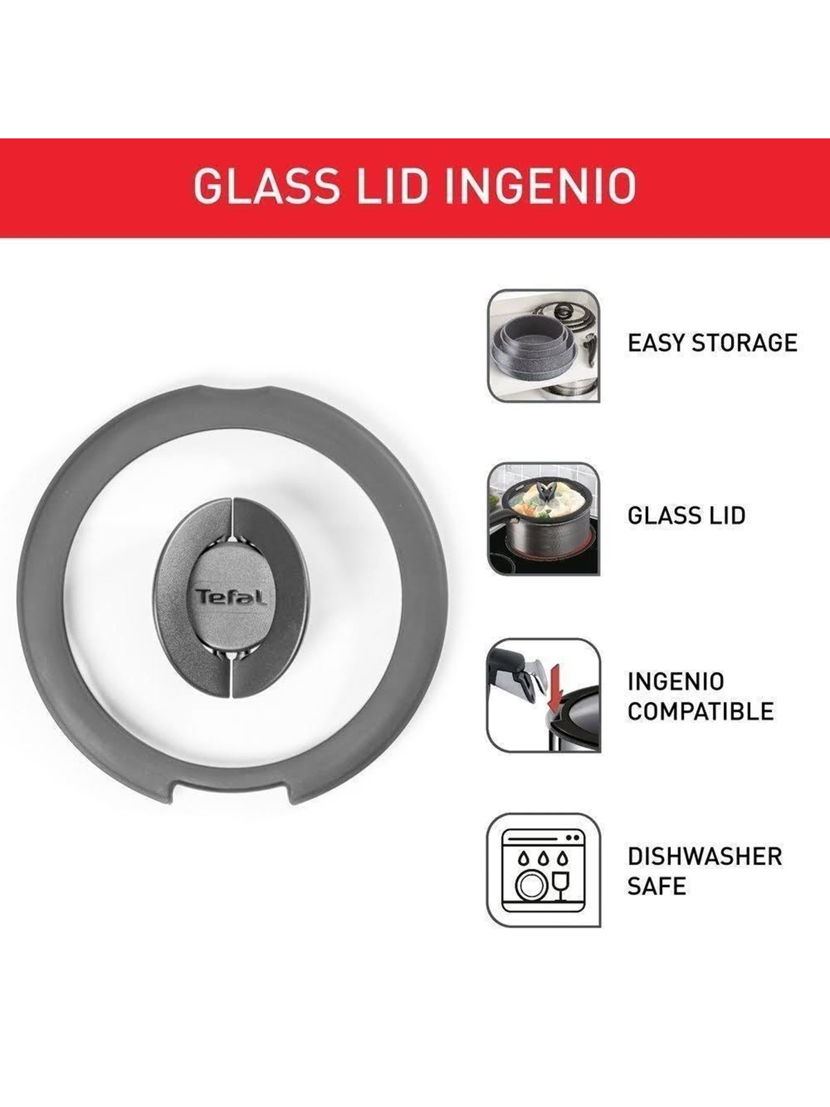 Tefal Ingenio glass lid 16 cm, Pande
