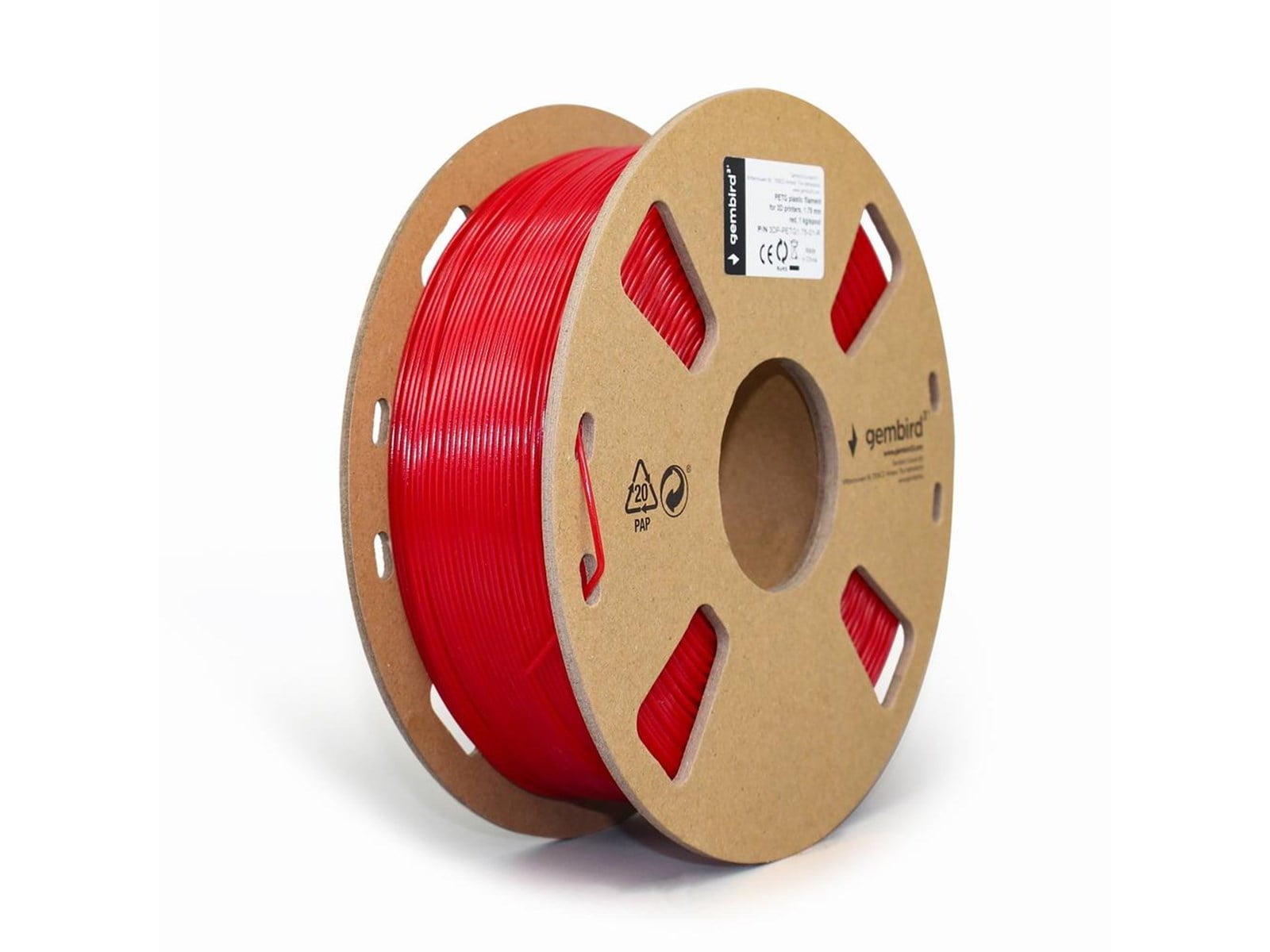 Gembird PETG (PET, PETT) filament - Rød - 1.75mm ø - 1 kg | På lager