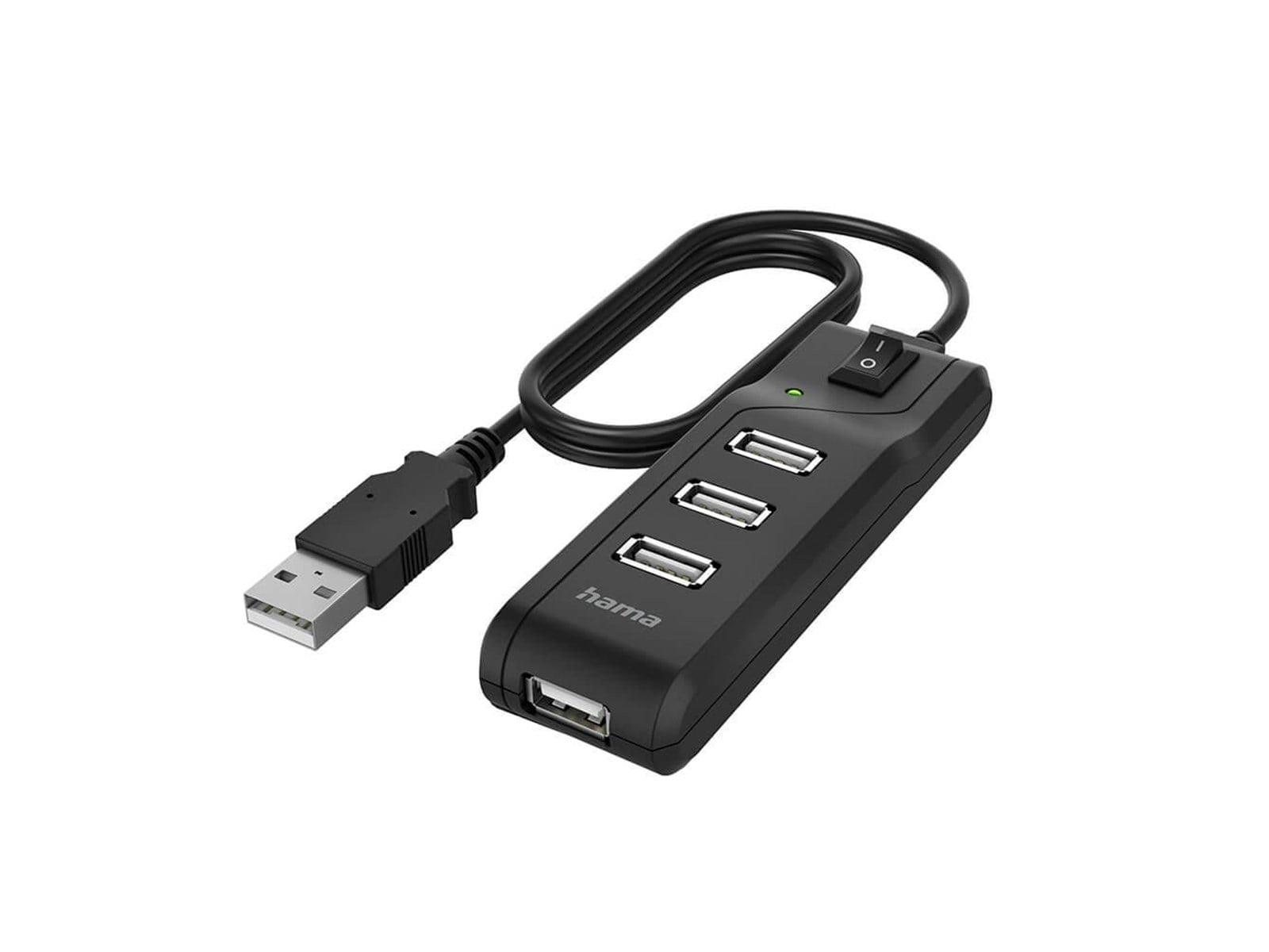 DIGITUS Hub USB 2.0 7 Porte - 480 Mbps, Alimentatore 5V/3,5A Incluso, Plug&Play, Cavo 66 Cm, Nero/Argento, Per PC E Mac
