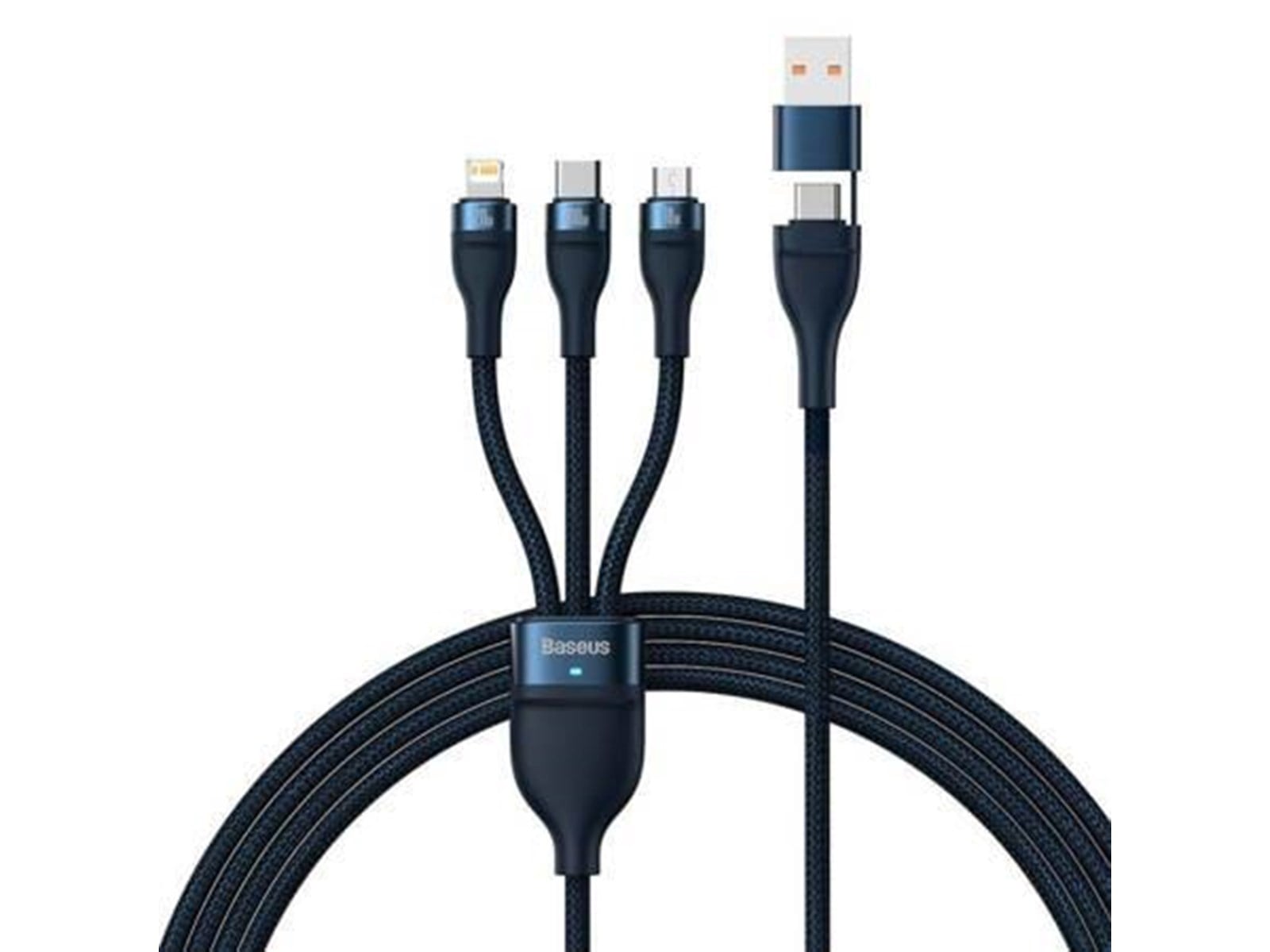Baseus Flash Series 2 – 3in1 USB Kabel Mit USB-C, Micro USB & Lightning (100W, 1,2m, Schwarz)