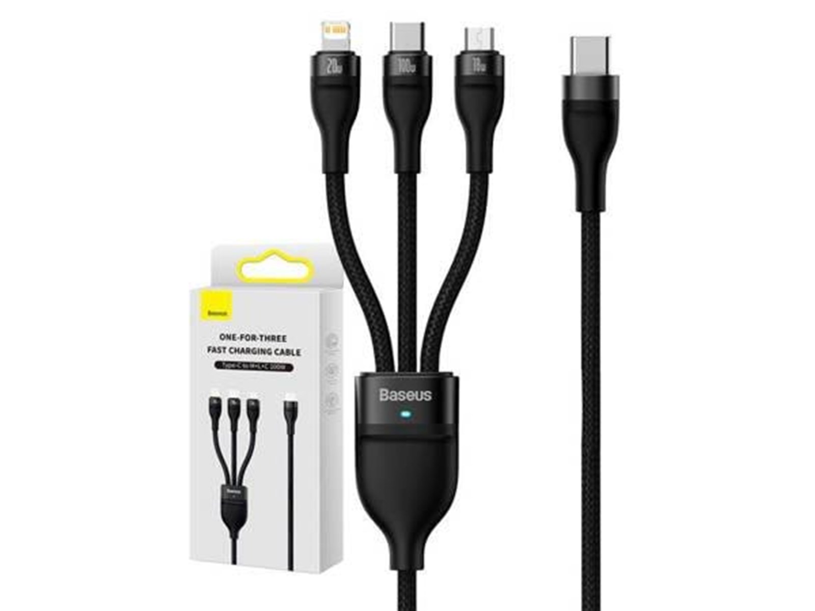 Baseus 3in1 USB cable Flash Series 2 USB-C + micro USB + Lightning 100W ...