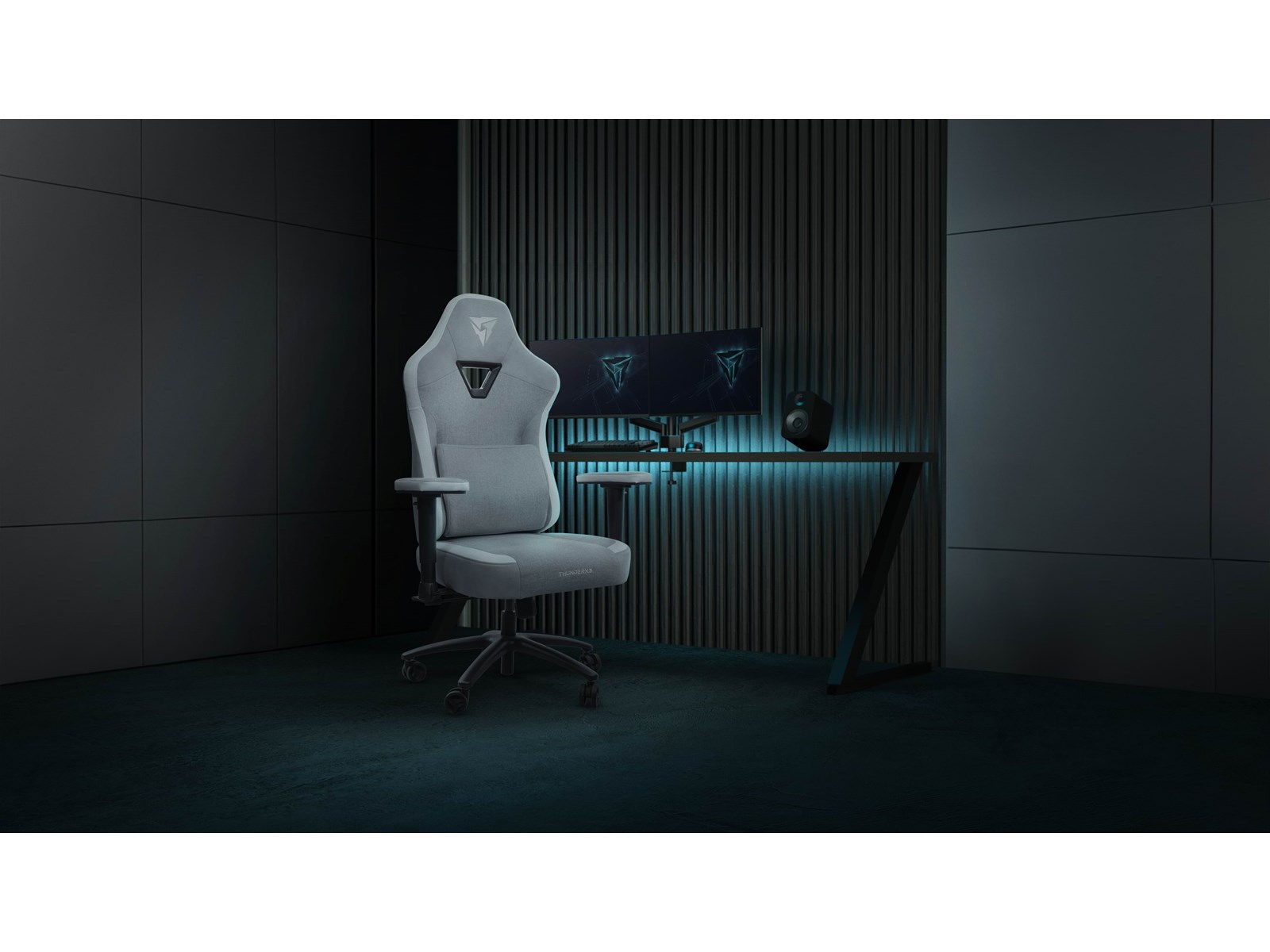 ThunderX3 EAZE Loft Grey Gamer Stol - Grå - Stof - Op til 120 kg