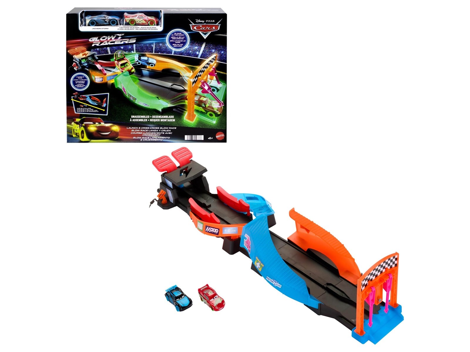 Disney Pixar - Cars Glow Racers Launch & Criss-Cross Glow Race Playset