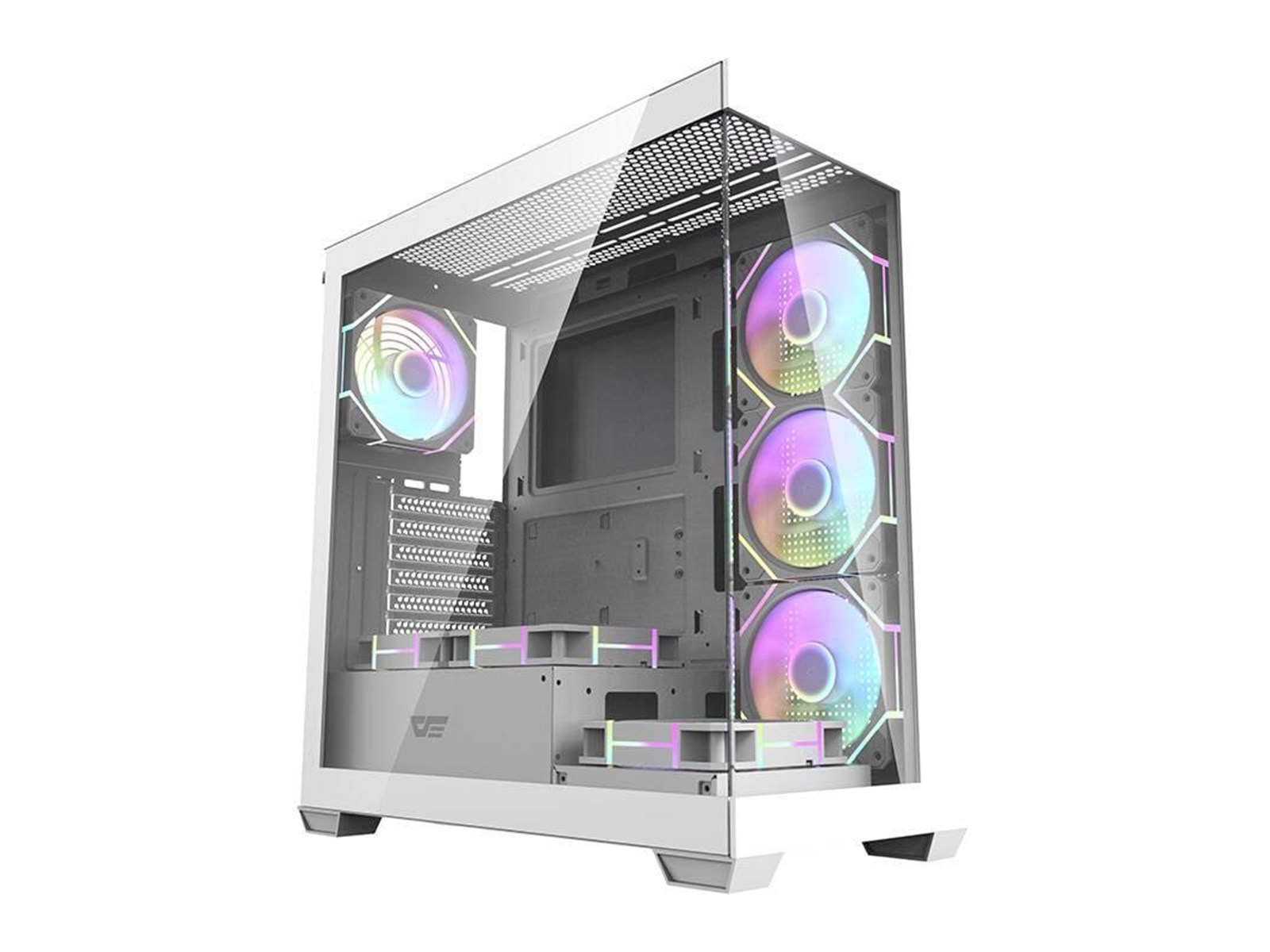 Hvid Computer Darkflash Computer case DS900 (white) + 7 ARGB Fans - Kabinet ...