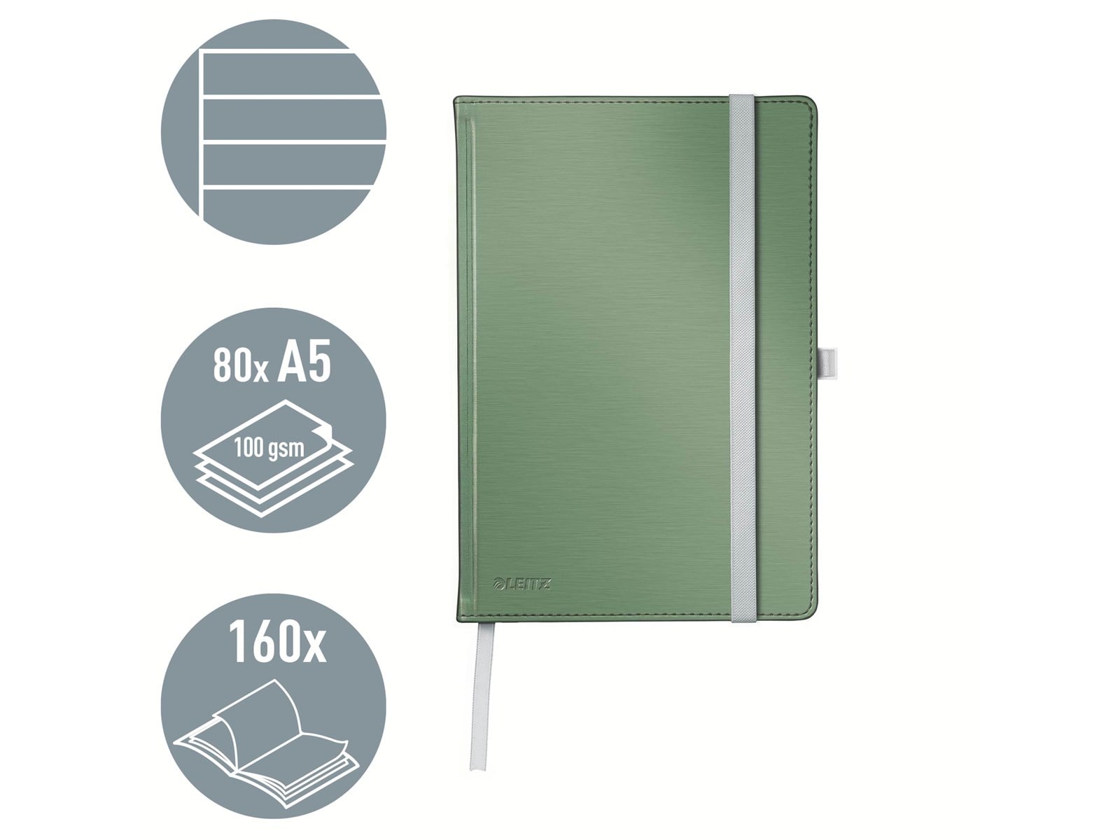 Notesbog A5 Leitz Style notesbog A5 linjeret med hardcover, grøn | Billig