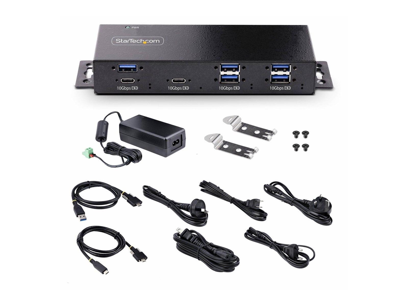 StarTech.com 7-Port Industrial USB Hub 10Gbps Hub Metal Mountable TAA ...
