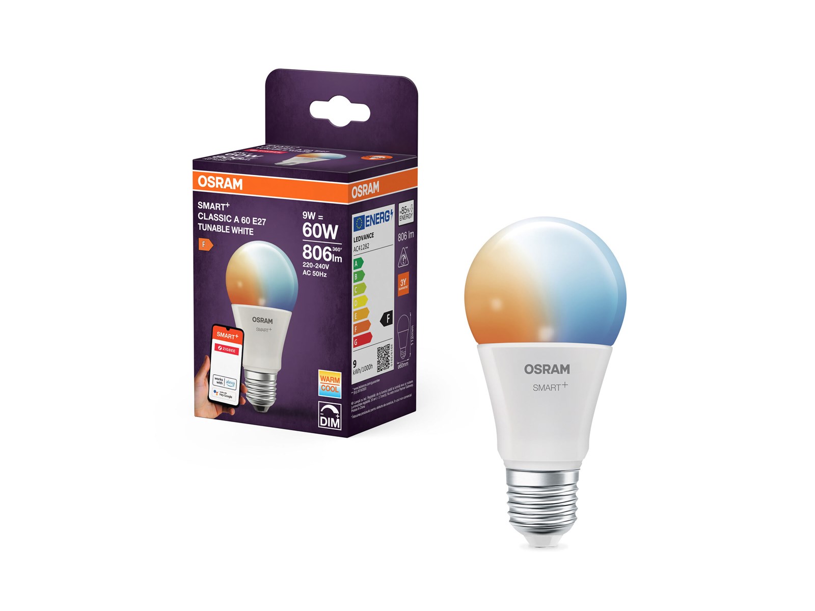 Osram SMART+ standard 806lm 9W/827-865 (60W) mat E27 Zigbee | Billig