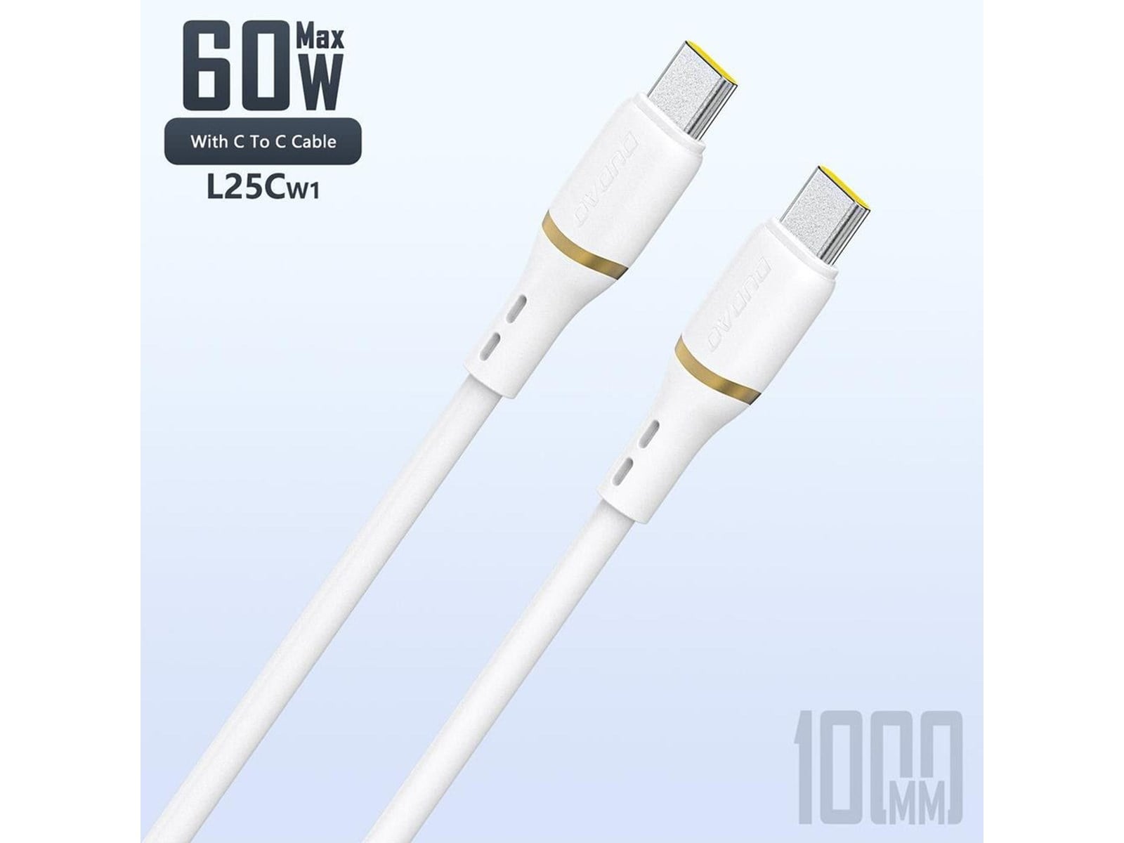 Dudao L25C USB-C - USB-C Silicone Cable 60W 1m - White