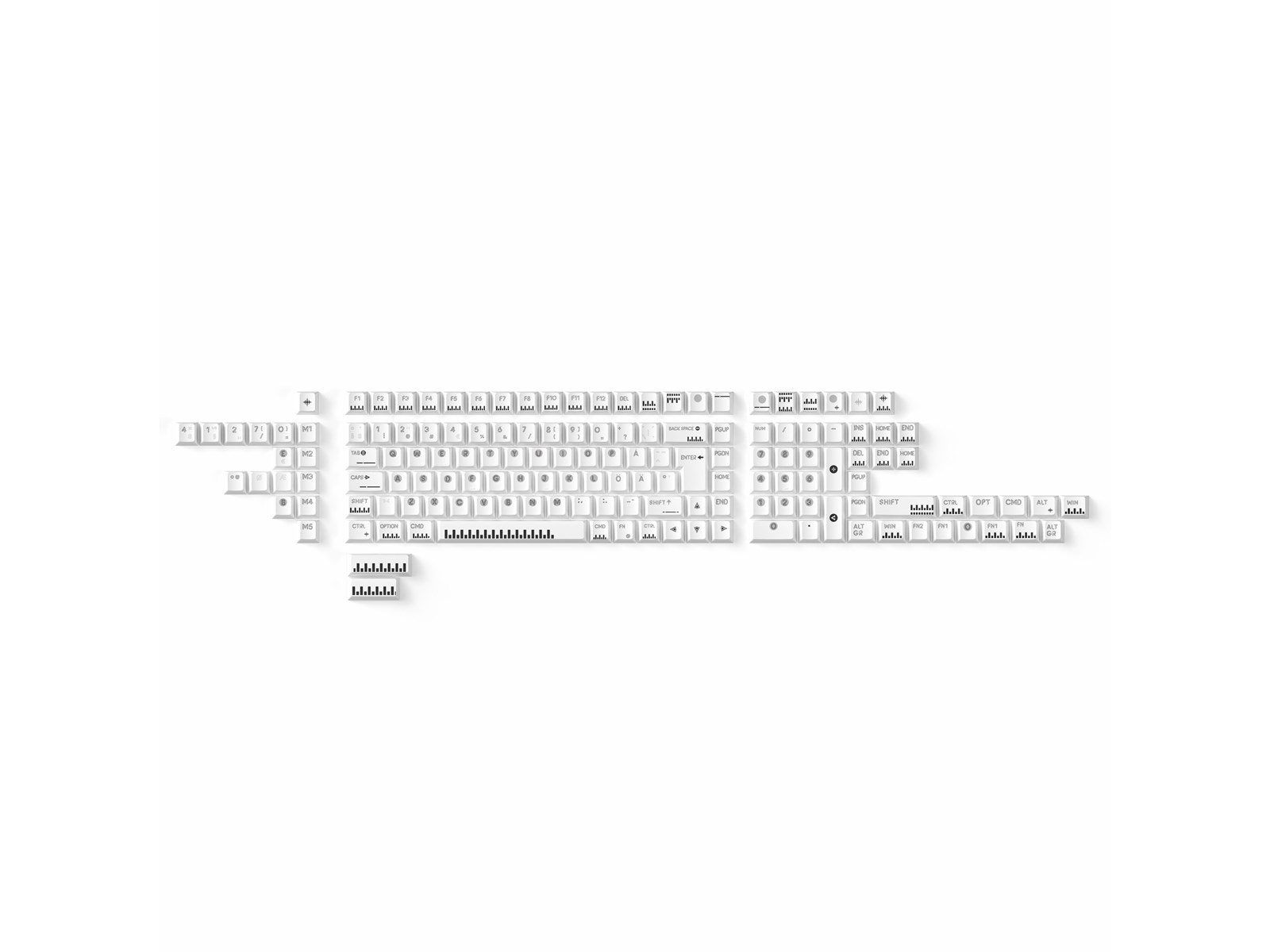Keychron PBT Full Keycap Set Classic Piano - Keycaps - Nordisk - Hvid