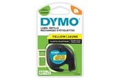 Papir, Fotopapir og Etiketter - DYMO Letratag plastiktape | sort på gul | 12mm x 4m rulle - S0721620