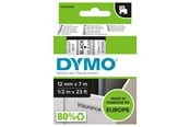 Papir, Fotopapir og Etiketter - DYMO D1 tape | 12mm x 7m rulle | sort på klar - S0720500