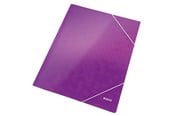 Mapper og Clipboards - Leitz 3-klap elastikmappe WOW A4 Lilla - 39820062