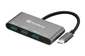 USB hub - Sandberg 3-Port USB 3.0 Hub USB hub - USB 3.0 - 4 ports - Sort - 136-03