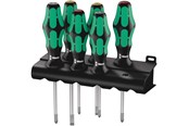 Håndværktøj - Wera 335/350/355/6 Skruetrækkersæt Kraftform Plus Lasertip + rack, 6 dele - 05105622001