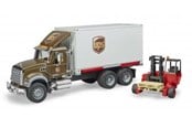 Legetøjsbil - Bruder MACK Granite UPS logistics truck with forklift - 02828