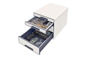 Skrivebordstilbehør - Leitz Skuffekabinet Desk Cube  WOW 4-skuffer Hvid - 52132001