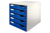 Skrivebordstilbehør - Leitz Skuffekabinet Post og Form set - 5 skuffer A4 Blå - 52800035
