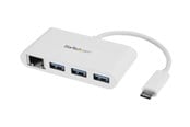 USB hub - StarTech.com USB-C Hub 3-Port with Gigabit Ethernet USB hub - 3 ports - Hvid - HB30C3A1GEA