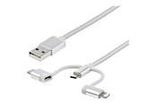 USB kabel - StarTech.com USB Multi Charging Cable - Lightning USB-C Micro-USB - USB cable - 1 m - LTCUB1MGR
