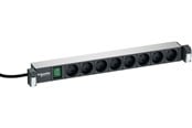 Rack skabe - LK Actassi 19'' powerpanel 8 stik 2 pol med jord og afbryder 1HE, koksgrå - VDIG162841