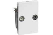 Lauritz Knudsen - LK FUGA antenneudtag TV og R sløjfedåse T2 2 stik type TD212E, Class A+ 1½ modul, hvid - 508D6212