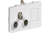 Lauritz Knudsen - LK FUGA antenne/dataudtag 2 modul TV, R, SAT, og RJ45 slutdåse, type TD352, hvid - 508D6304