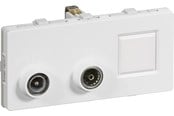 Lauritz Knudsen - LK FUGA antenne/dataudtag 2 modul TV, R og RJ45 sløjfedåse, type TD304, hvid - 508D6302