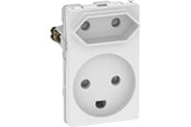Lauritz Knudsen - LK FUGA dobbelt stikkontakt 1 x flad 2,5A og 1 x 2 pol med jord 1½ modul, hvid - 541D6822