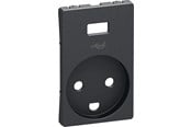 Lauritz Knudsen - LK FUGA afdækning til stikkontakt med jord og 5V USB-lader 1½ modul, koksgrå - 536D8701