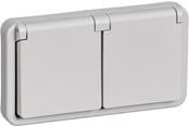 Lauritz Knudsen - LK OPUS stikkontakt dobbelt 2-pol med jord 1½ modul vandret, lysegrå - 521M5512