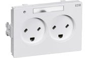Lauritz Knudsen - LK CLIC'LINE stikkontakt dobbelt vandret EDB 2-pol med jord med lampe 230V, hvid - 501F6222
