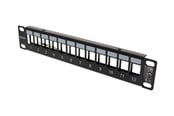 Netværkstilbehør - Deltaco 10" Keystone patch panel 12 ports 1U metal black - 10-PATCH18