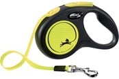 Hunde - Flexi New Neon Tape Leash Yellow 15kg 5M - FL-3518