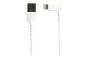 Skærmkabel - StarTech.com 2m/6.6ft Angled Lightning to USB Cable - MFI Certified - White - Lightning cable - Lightning / USB - 2 m - RUSBLTMM2MWR