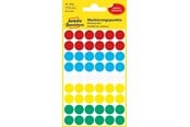Papir, Fotopapir og Etiketter - Avery Prikmærkater, Ø 12 mm, 270 Etiketter, Assorterede farver - 3088