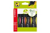 Skrive- og Tegneværktøjer - STABILO Green BOSS  4 ass. colours highlighter with water-based ink refillable - 83% recycled plastic - 6070/4