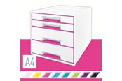 Arkivering & Opbevaring - Leitz Skuffekabinet Desk Cube  WOW 4-skuffer Pink - 52132023