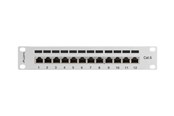 Netværkstilbehør - Lanberg PPF6-9012-S Patch Panel 12-Port 1U 10" Cat6 FTP Shielded Grey - PPF6-9012-S