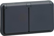Lauritz Knudsen - LK OPUS 74 dobbelt stikkontakt 2-pol med jord 1½ modul vandret, antracit - 521M8512