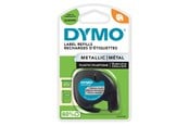 Papir, Fotopapir og Etiketter - DYMO Letratag plastiktape | sort på metallic sølv | 12mm x 4m rulle - S0721730