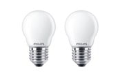 Lyskilder - Philips LED pære Classic Krone 4,3W/827 (40W) mat 2-pak E27 - 929001345757