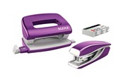 Hulapparater & Hæftemaskiner - Leitz Hæftemaskine & hulapparat sæt WOW Mini NeXXt WOW Mini blister Lilla - 55612062