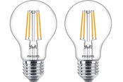 Lyskilder - Philips LED pære Classic Standard 4,3W/827 (40W) klar 2-pak E27 - 929001890067