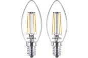 Lyskilder - Philips LED pære Classic Kerte 4,3W/827 (40W) klar 2-pak E14 - 929001889767