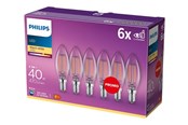 Lyskilder - Philips LED pære Classic Kerte 4,3W/827 (40W) klar 6-pak E14 - 929001889785